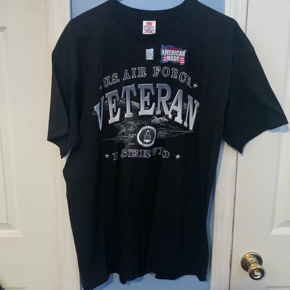 Large Bayside US Air Force Short Sleeve Black T-Shirt